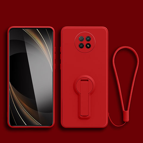 Silikon Hülle Handyhülle Ultra Dünn Schutzhülle Tasche Flexible mit Ständer für Xiaomi Redmi Note 9 5G Rot