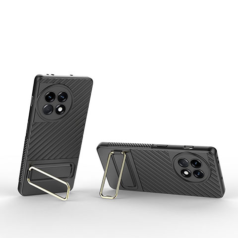 Silikon Hülle Handyhülle Ultra Dünn Schutzhülle Tasche Flexible mit Ständer KC1 für OnePlus 11R 5G Schwarz