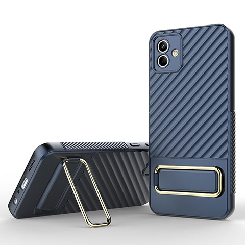 Silikon Hülle Handyhülle Ultra Dünn Schutzhülle Tasche Flexible mit Ständer KC1 für Samsung Galaxy A04 4G Blau