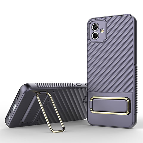 Silikon Hülle Handyhülle Ultra Dünn Schutzhülle Tasche Flexible mit Ständer KC1 für Samsung Galaxy A04 4G Helles Lila