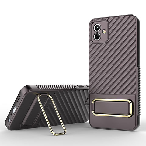 Silikon Hülle Handyhülle Ultra Dünn Schutzhülle Tasche Flexible mit Ständer KC1 für Samsung Galaxy A04E Braun