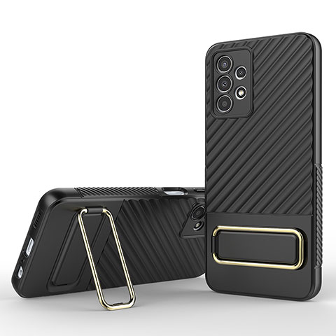 Silikon Hülle Handyhülle Ultra Dünn Schutzhülle Tasche Flexible mit Ständer KC1 für Samsung Galaxy A13 4G Schwarz