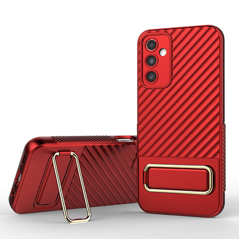 Silikon Hülle Handyhülle Ultra Dünn Schutzhülle Tasche Flexible mit Ständer KC1 für Samsung Galaxy A14 4G Rot