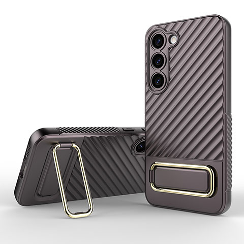 Silikon Hülle Handyhülle Ultra Dünn Schutzhülle Tasche Flexible mit Ständer KC1 für Samsung Galaxy S23 Plus 5G Braun
