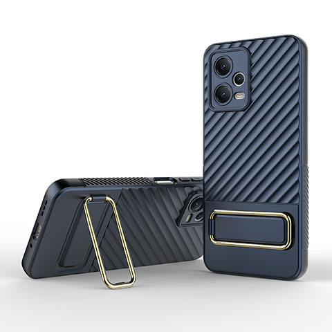 Silikon Hülle Handyhülle Ultra Dünn Schutzhülle Tasche Flexible mit Ständer KC2 für Xiaomi Redmi Note 12 5G Blau