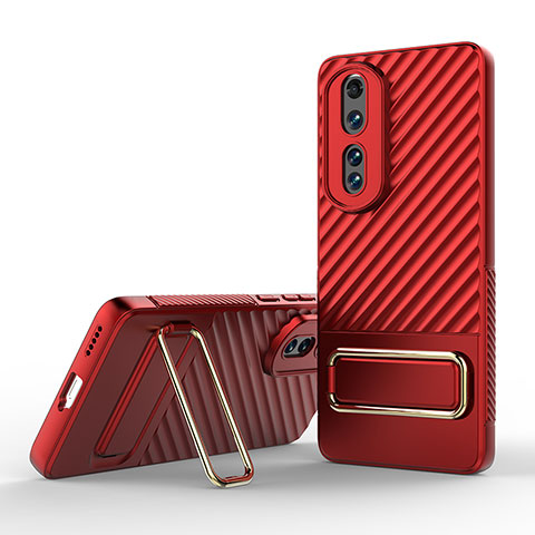 Silikon Hülle Handyhülle Ultra Dünn Schutzhülle Tasche Flexible mit Ständer KC3 für Huawei Honor 80 Pro 5G Rot