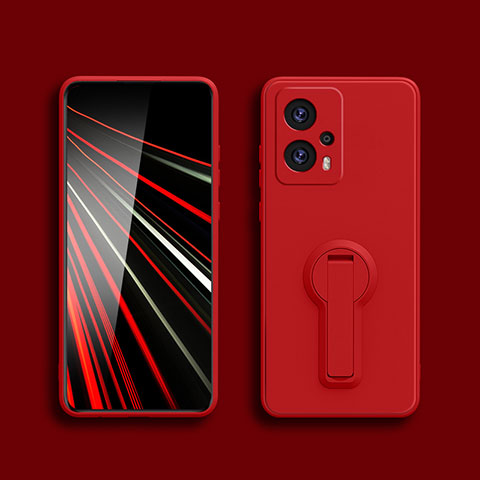 Silikon Hülle Handyhülle Ultra Dünn Schutzhülle Tasche Flexible mit Ständer S01 für Xiaomi Redmi Note 12T Pro 5G Rot