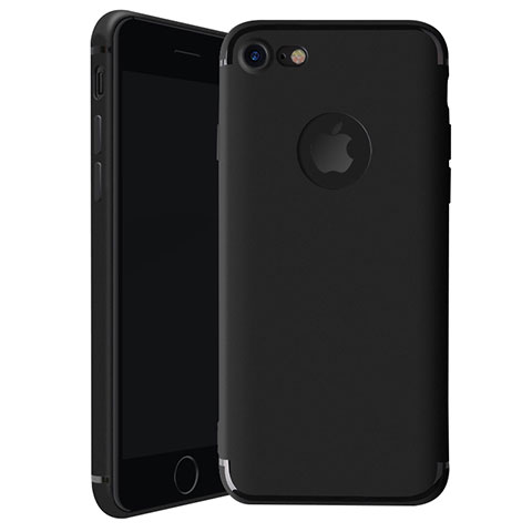 Silikon Hülle Handyhülle Ultra Dünn Schutzhülle Tasche H01 für Apple iPhone 7 Schwarz