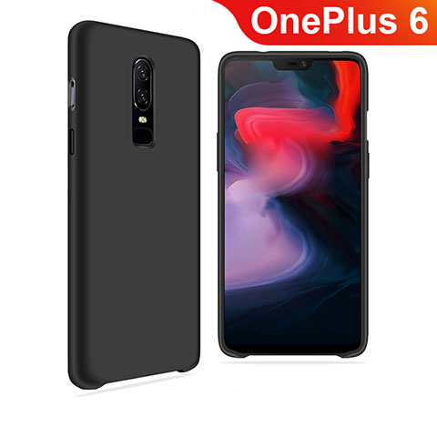 Silikon Hülle Handyhülle Ultra Dünn Schutzhülle Tasche S03 für OnePlus 6 Schwarz