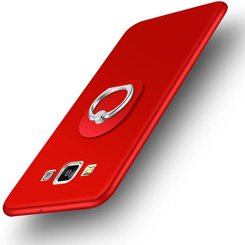 Silikon Hülle Handyhülle Ultra Dünn Schutzhülle Tasche Silikon mit Fingerring Ständer für Samsung Galaxy DS A300G A300H A300M Rot
