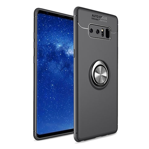 Silikon Hülle Handyhülle Ultra Dünn Schutzhülle Tasche Silikon mit Fingerring Ständer für Samsung Galaxy Note 8 Schwarz