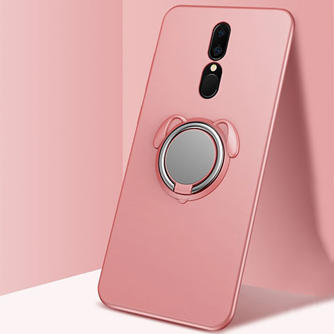 Silikon Hülle Handyhülle Ultra Dünn Schutzhülle Tasche Silikon mit Magnetisch Fingerring Ständer A01 für Oppo A9X Rosegold