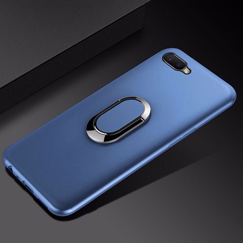 Silikon Hülle Handyhülle Ultra Dünn Schutzhülle Tasche Silikon mit Magnetisch Fingerring Ständer A01 für Oppo R15X Blau