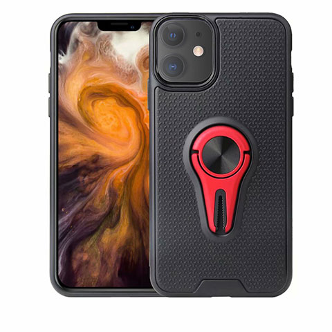 Silikon Hülle Handyhülle Ultra Dünn Schutzhülle Tasche Silikon mit Magnetisch Fingerring Ständer A02 für Apple iPhone 11 Rot