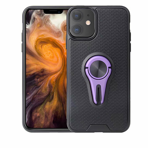 Silikon Hülle Handyhülle Ultra Dünn Schutzhülle Tasche Silikon mit Magnetisch Fingerring Ständer A02 für Apple iPhone 11 Violett