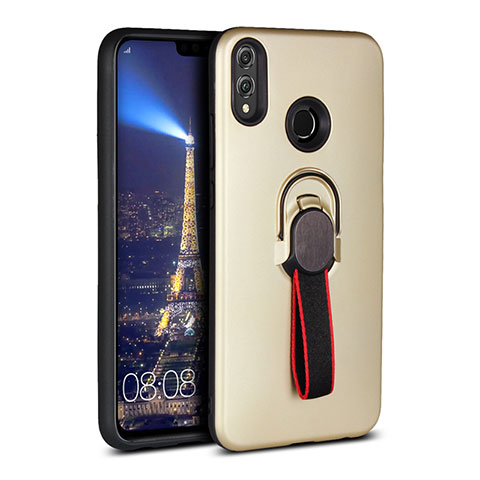 Silikon Hülle Handyhülle Ultra Dünn Schutzhülle Tasche Silikon mit Magnetisch Fingerring Ständer A02 für Huawei Honor V10 Lite Gold