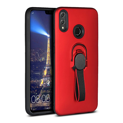 Silikon Hülle Handyhülle Ultra Dünn Schutzhülle Tasche Silikon mit Magnetisch Fingerring Ständer A02 für Huawei Honor V10 Lite Rot