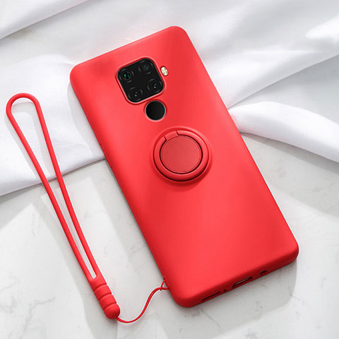 Silikon Hülle Handyhülle Ultra Dünn Schutzhülle Tasche Silikon mit Magnetisch Fingerring Ständer A03 für Huawei Nova 5z Rot