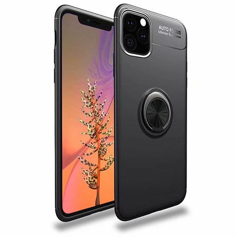 Silikon Hülle Handyhülle Ultra Dünn Schutzhülle Tasche Silikon mit Magnetisch Fingerring Ständer für Apple iPhone 11 Pro Schwarz