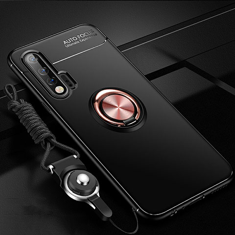 Silikon Hülle Handyhülle Ultra Dünn Schutzhülle Tasche Silikon mit Magnetisch Fingerring Ständer für Huawei Nova 6 Rosa