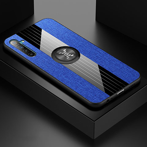 Silikon Hülle Handyhülle Ultra Dünn Schutzhülle Tasche Silikon mit Magnetisch Fingerring Ständer für Oppo K5 Blau