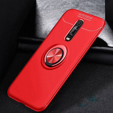 Silikon Hülle Handyhülle Ultra Dünn Schutzhülle Tasche Silikon mit Magnetisch Fingerring Ständer für Xiaomi Mi 9T Pro Rot