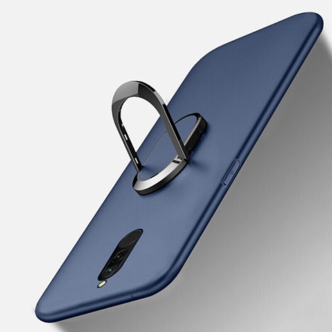 Silikon Hülle Handyhülle Ultra Dünn Schutzhülle Tasche Silikon mit Magnetisch Fingerring Ständer für Xiaomi Redmi 8 Blau