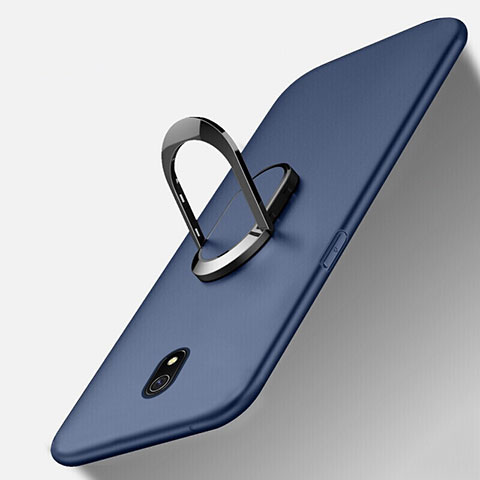 Silikon Hülle Handyhülle Ultra Dünn Schutzhülle Tasche Silikon mit Magnetisch Fingerring Ständer für Xiaomi Redmi 8A Blau