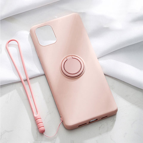 Silikon Hülle Handyhülle Ultra Dünn Schutzhülle Tasche Silikon mit Magnetisch Fingerring Ständer T01 für Apple iPhone 11 Rosa