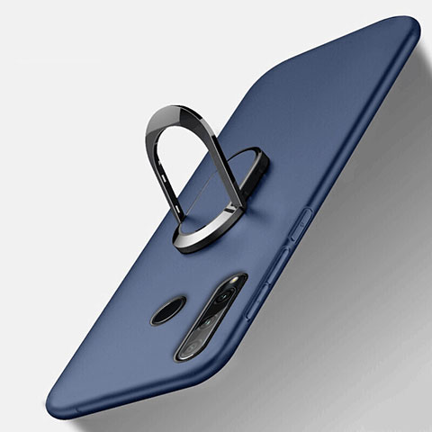 Silikon Hülle Handyhülle Ultra Dünn Schutzhülle Tasche Silikon mit Magnetisch Fingerring Ständer T01 für Huawei Honor 10i Blau