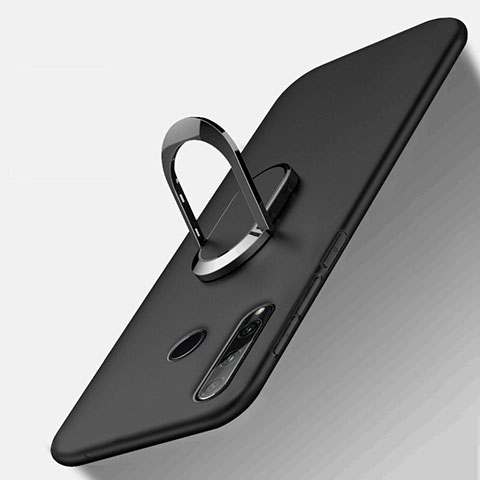 Silikon Hülle Handyhülle Ultra Dünn Schutzhülle Tasche Silikon mit Magnetisch Fingerring Ständer T01 für Huawei Honor 10i Schwarz