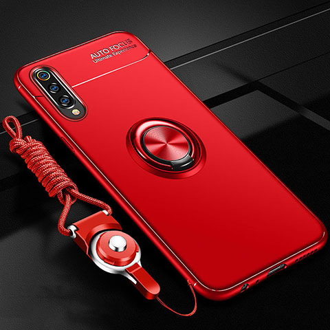 Silikon Hülle Handyhülle Ultra Dünn Schutzhülle Tasche Silikon mit Magnetisch Fingerring Ständer T01 für Samsung Galaxy A90 5G Rot