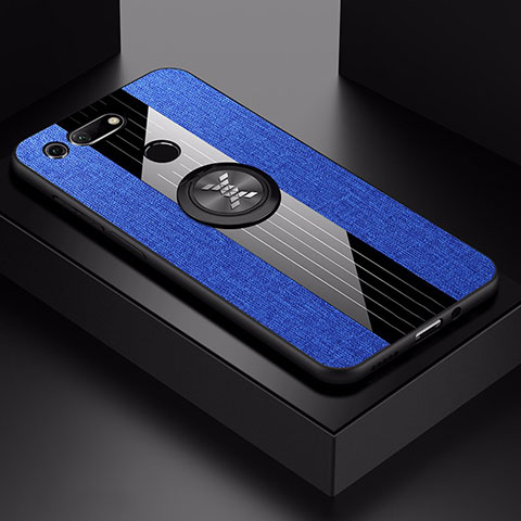 Silikon Hülle Handyhülle Ultra Dünn Schutzhülle Tasche Silikon mit Magnetisch Fingerring Ständer T02 für Huawei Honor V20 Blau