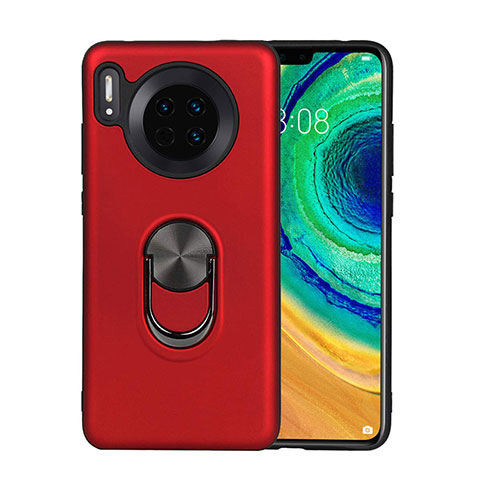 Silikon Hülle Handyhülle Ultra Dünn Schutzhülle Tasche Silikon mit Magnetisch Fingerring Ständer T03 für Huawei Mate 30 Pro 5G Rot