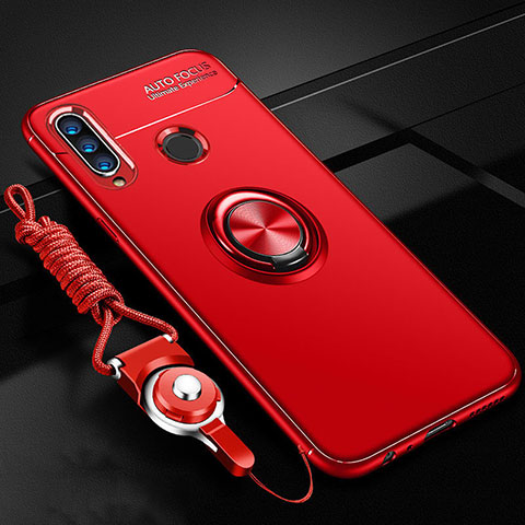 Silikon Hülle Handyhülle Ultra Dünn Schutzhülle Tasche Silikon mit Magnetisch Fingerring Ständer T05 für Huawei Honor 20E Rot