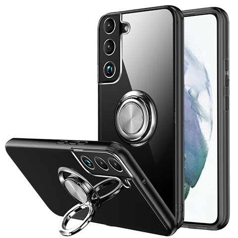 Silikon Hülle Handyhülle Ultradünn Schutzhülle Flexible Tasche Durchsichtig Transparent mit Magnetisch Fingerring Ständer A01 für Samsung Galaxy S21 5G Grau