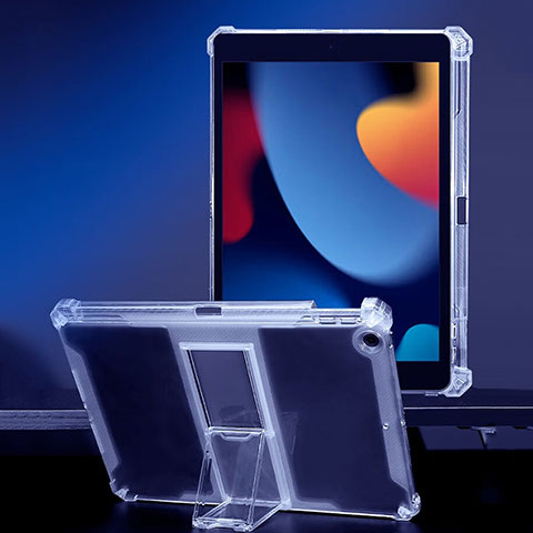 Silikon Hülle Handyhülle Ultradünn Schutzhülle Flexible Tasche Durchsichtig Transparent mit Ständer für Apple iPad 10.2 (2019) Klar