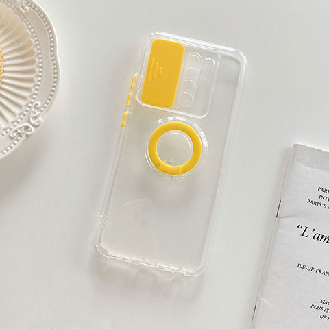 Silikon Hülle Handyhülle Ultradünn Schutzhülle Flexible Tasche Durchsichtig Transparent mit Ständer für Xiaomi Poco M2 Gelb