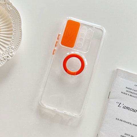 Silikon Hülle Handyhülle Ultradünn Schutzhülle Flexible Tasche Durchsichtig Transparent mit Ständer für Xiaomi Poco M2 Orange