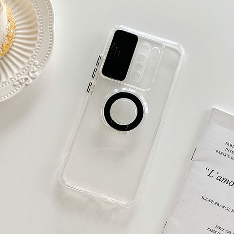 Silikon Hülle Handyhülle Ultradünn Schutzhülle Flexible Tasche Durchsichtig Transparent mit Ständer für Xiaomi Redmi 9 Prime India Schwarz