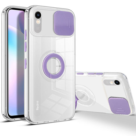 Silikon Hülle Handyhülle Ultradünn Schutzhülle Flexible Tasche Durchsichtig Transparent mit Ständer für Xiaomi Redmi 9i Violett