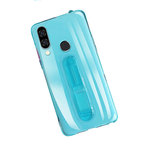 Silikon Hülle Handyhülle Ultradünn Schutzhülle Tasche Durchsichtig Transparent mit Ständer S01 für Huawei Nova 3e Blau