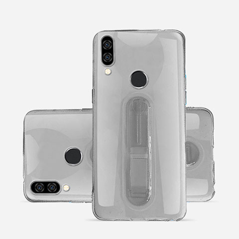 Silikon Hülle Handyhülle Ultradünn Schutzhülle Tasche Durchsichtig Transparent mit Ständer S01 für Huawei Nova 3e Grau