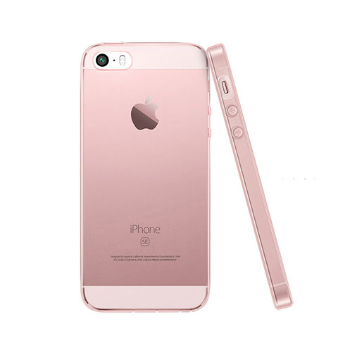 Silikon Hülle Handyhülle Ultradünn Tasche Durchsichtig Transparent für Apple iPhone SE Rosa