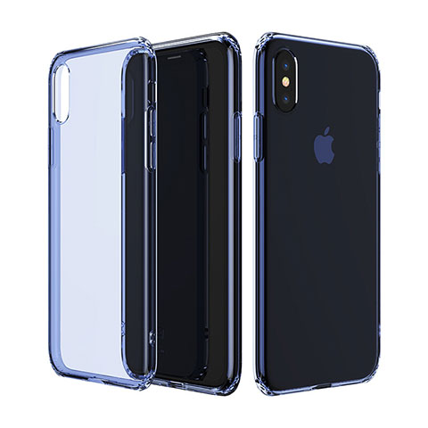 Silikon Hülle Handyhülle Ultradünn Tasche Durchsichtig Transparent für Apple iPhone X Blau