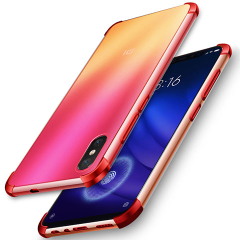 Silikon Hülle Handyhülle Ultradünn Tasche Durchsichtig Transparent für Xiaomi Mi 8 Screen Fingerprint Edition Rot