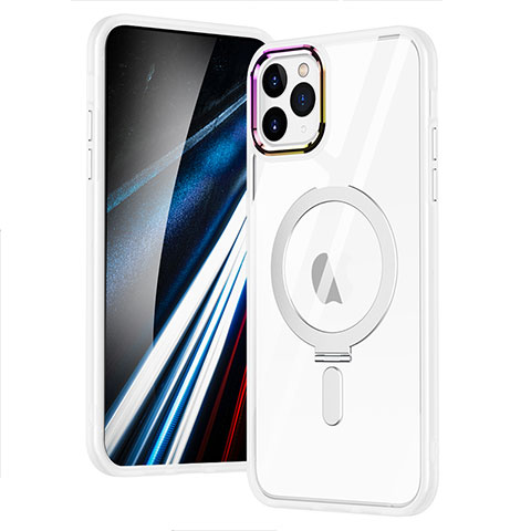 Silikon Hülle Handyhülle Ultradünn Tasche mit Mag-Safe Magnetic Magnetisch Durchsichtig Transparent SD1 für Apple iPhone 11 Pro Max Silber