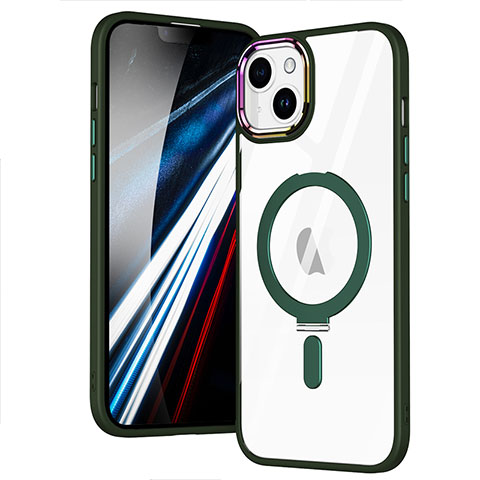 Silikon Hülle Handyhülle Ultradünn Tasche mit Mag-Safe Magnetic Magnetisch Durchsichtig Transparent SD1 für Apple iPhone 13 Grün