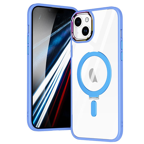 Silikon Hülle Handyhülle Ultradünn Tasche mit Mag-Safe Magnetic Magnetisch Durchsichtig Transparent SD1 für Apple iPhone 13 Hellblau