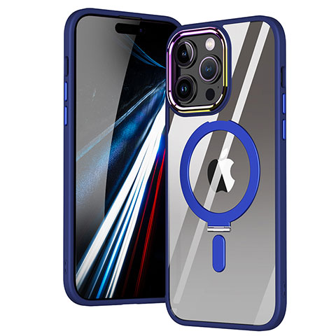 Silikon Hülle Handyhülle Ultradünn Tasche mit Mag-Safe Magnetic Magnetisch Durchsichtig Transparent SD1 für Apple iPhone 14 Pro Max Blau